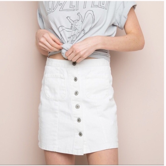 white denim button up skirt